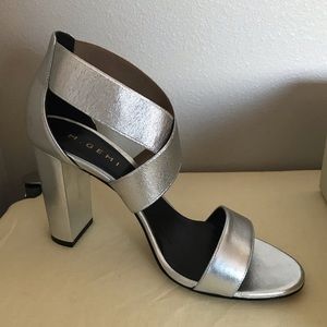 Silver heel sandals from Italy